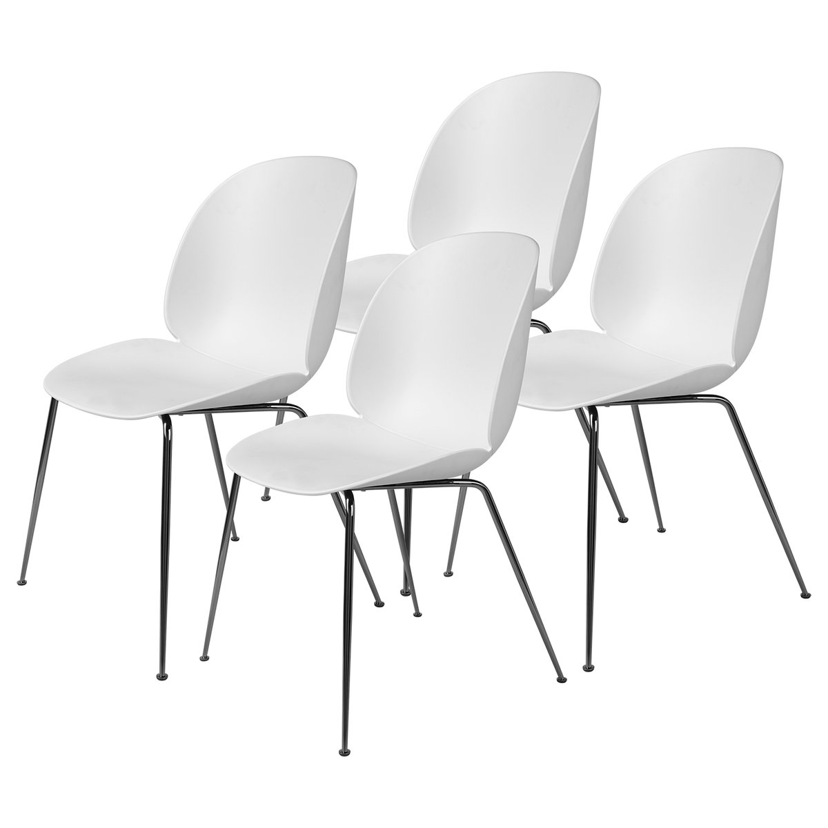 Beetle tuoli mustakromatut jalat, 4-pakkaus Pure White