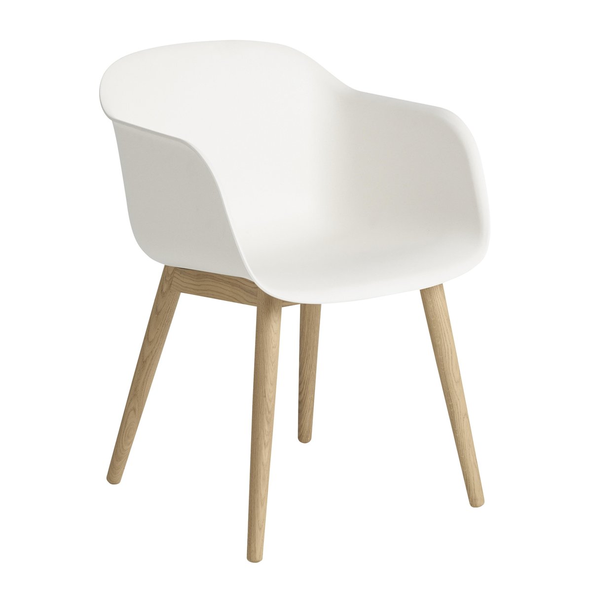 Fiber Chair tuoli käsinojilla ja puujaloilla valkoinen-tammi