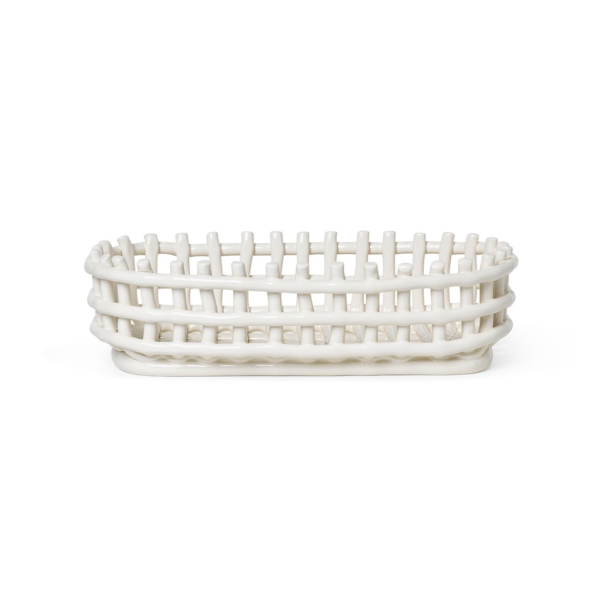 Ceramic letitetty kori soikea 15x30 cm Off white