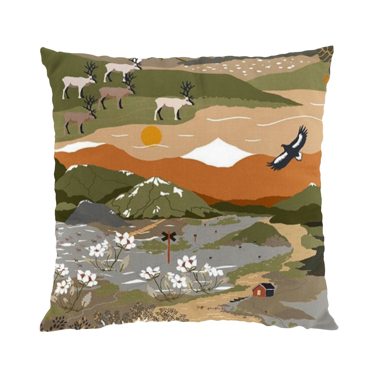 Fjällvandring tyynynpäällinen 47x47 cm Vihreä-ruoste