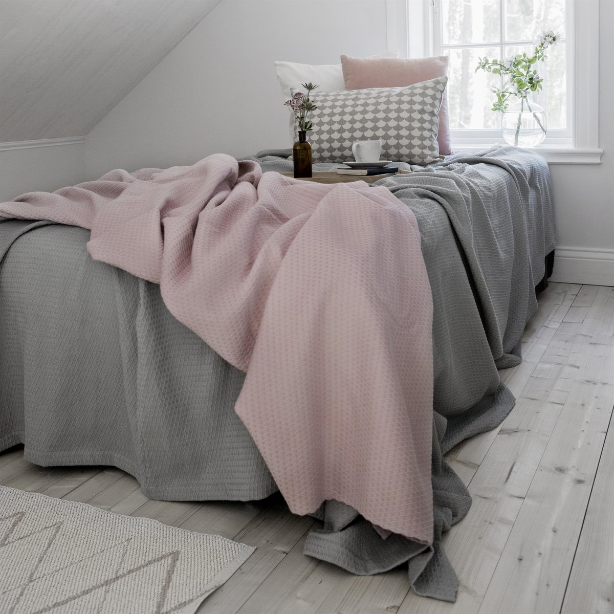 Kimono päiväpeite 260x260 cm dusty rose (vaaleanpunainen)