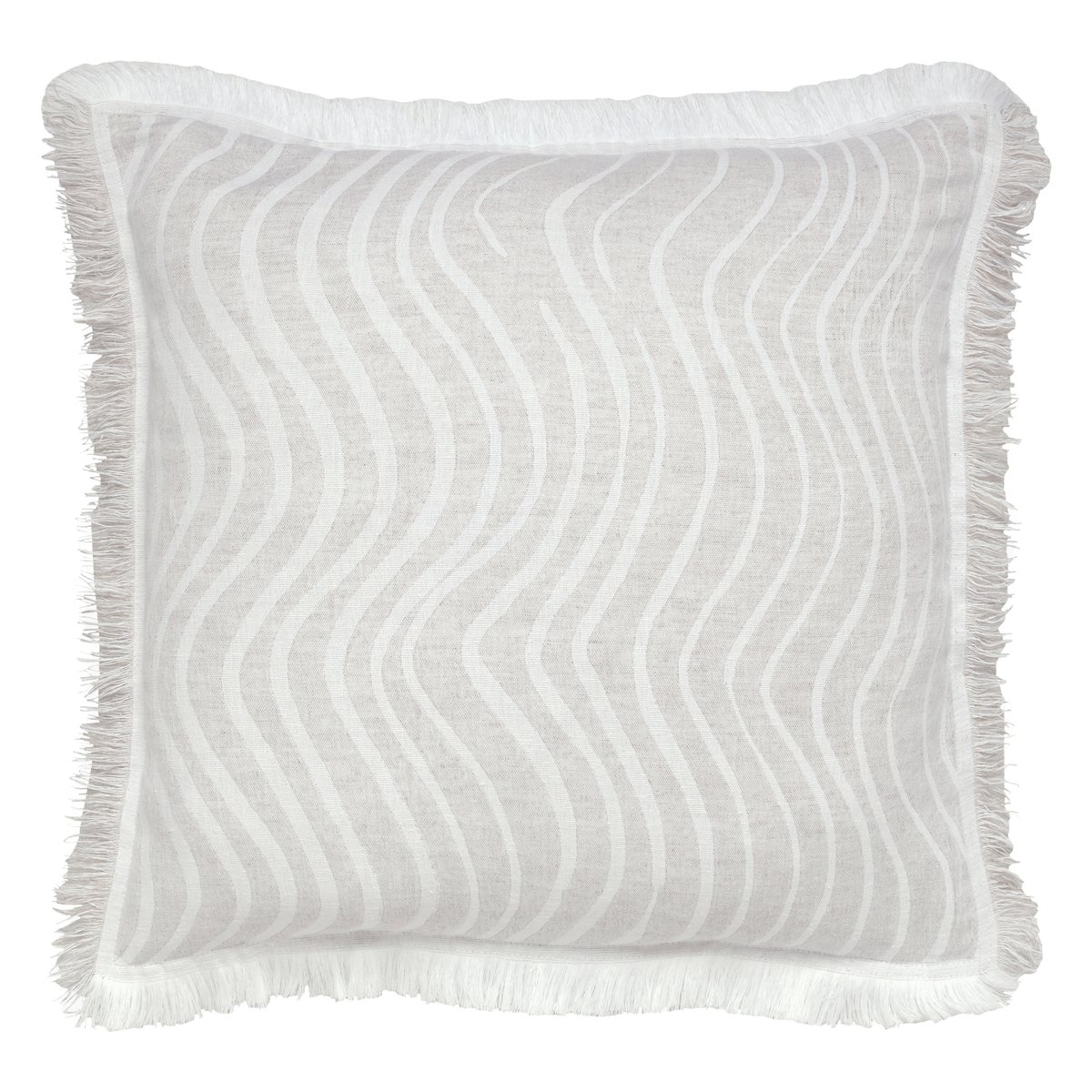 Silkkikuikka tyynynpäällinen hapsuilla 50x50 cm Beige-Valkoinen