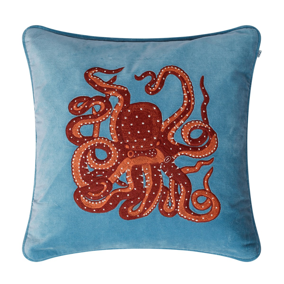 Embroidered Octopus tyynynpäällinen 50x50 cm Heaven blue-orange-rose