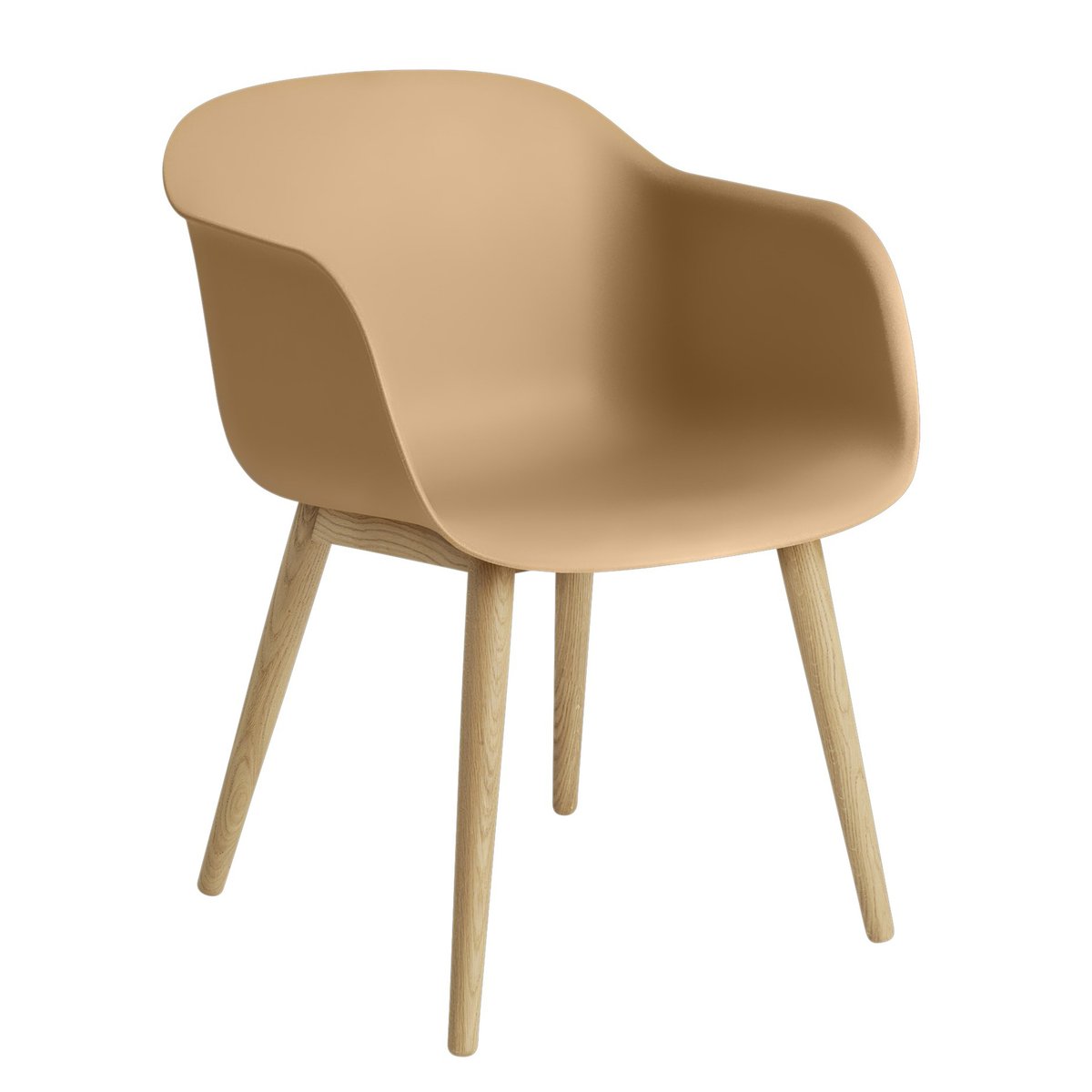 Fiber Chair tuoli käsinojilla ja puujaloilla Ochre-oak