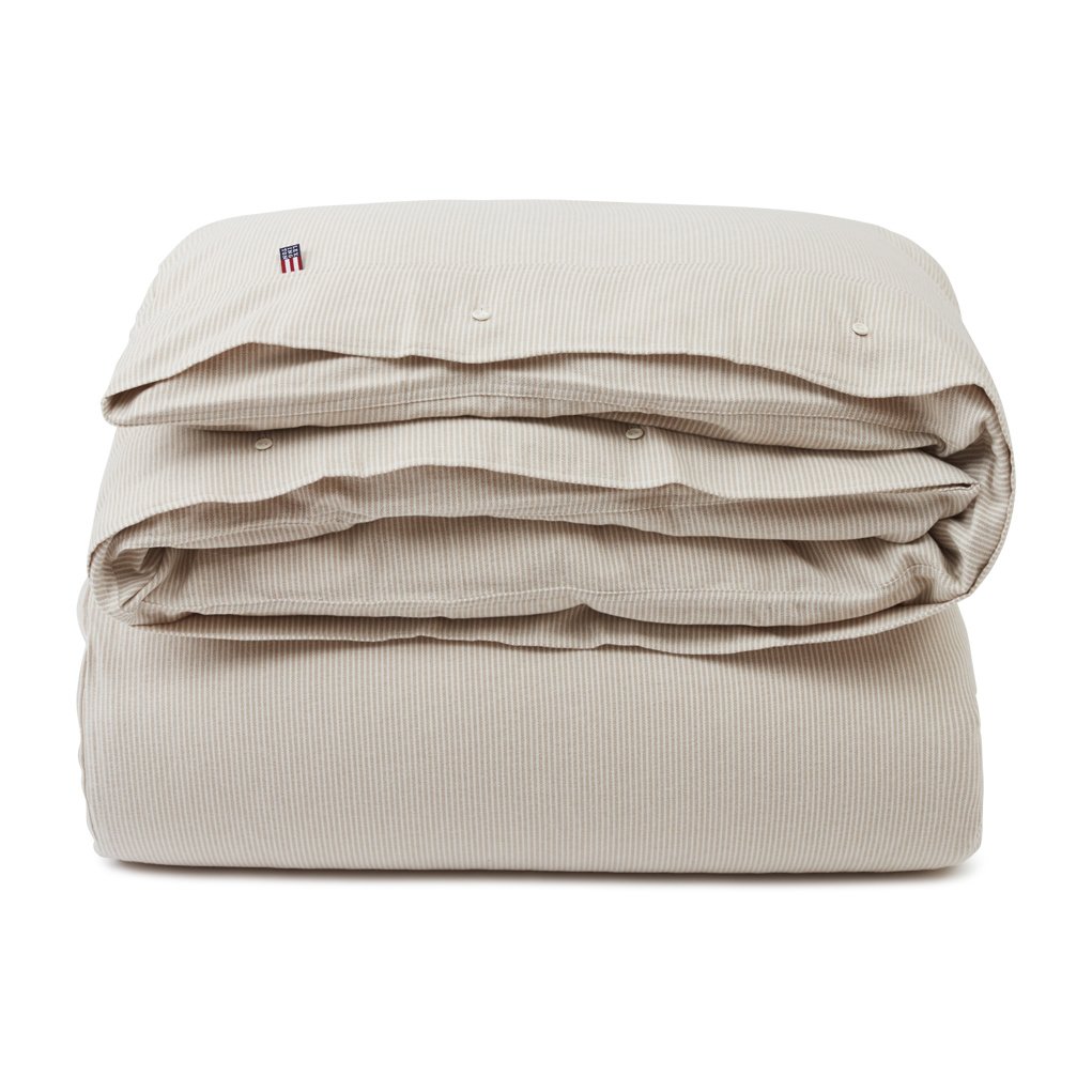 Striped Organic Cotton Flannel pussilakana 150x210 cm Beige-off white