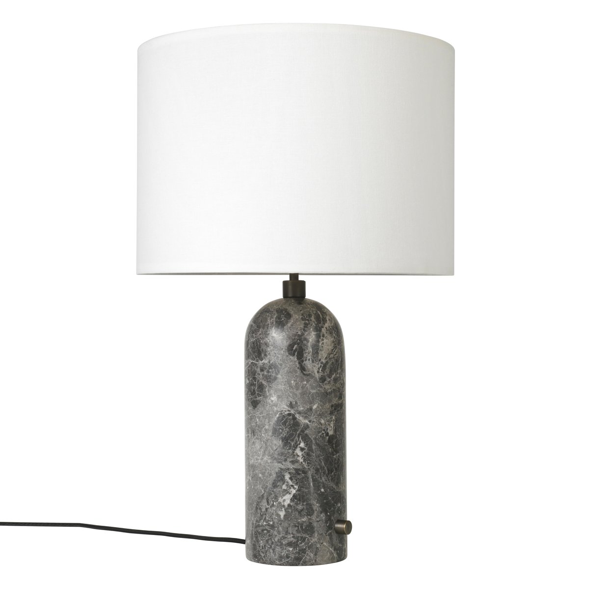 Gravity L pöytävalaisin grey marble + valkoinen varjostin