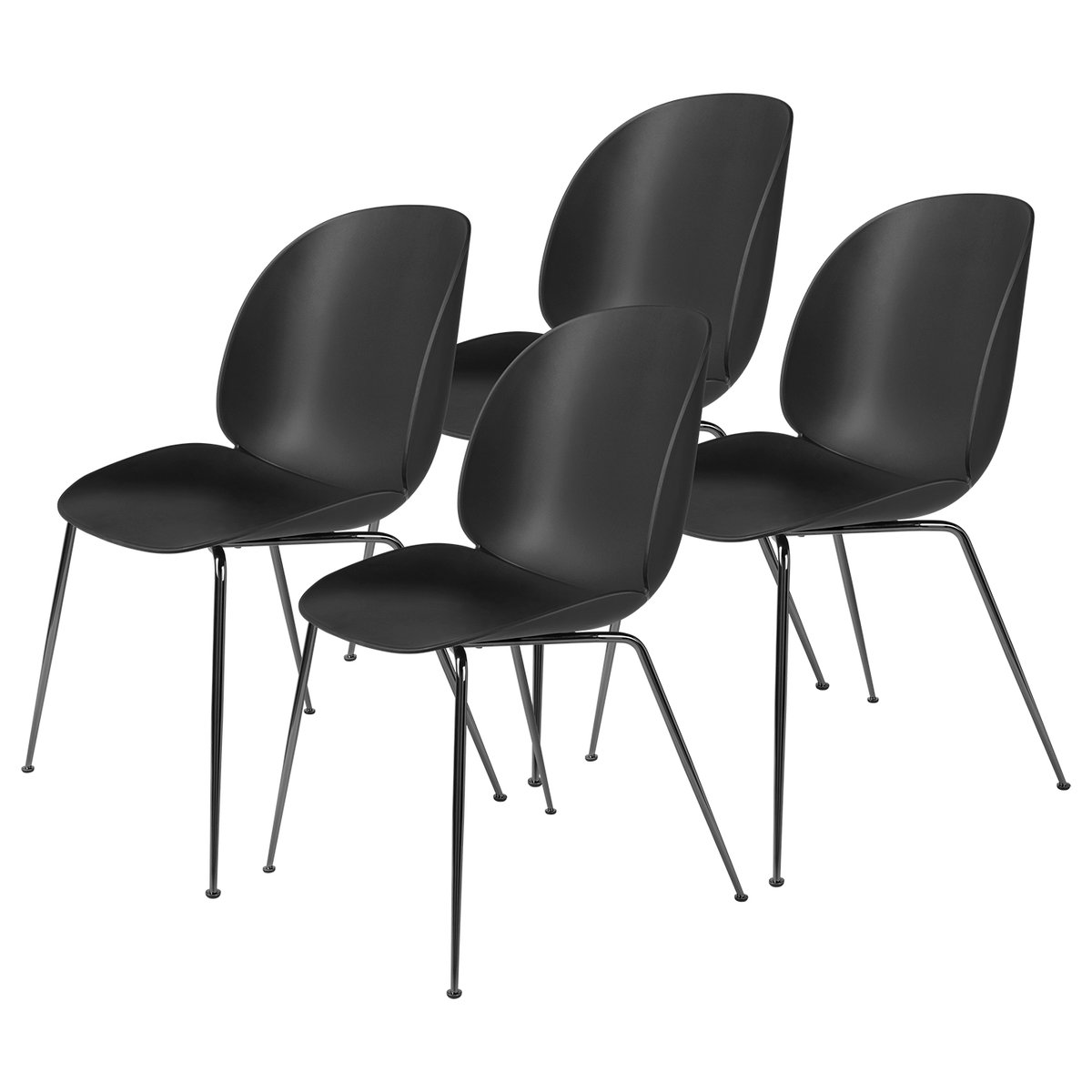 Beetle tuoli mustakromatut jalat, 4-pakkaus Black