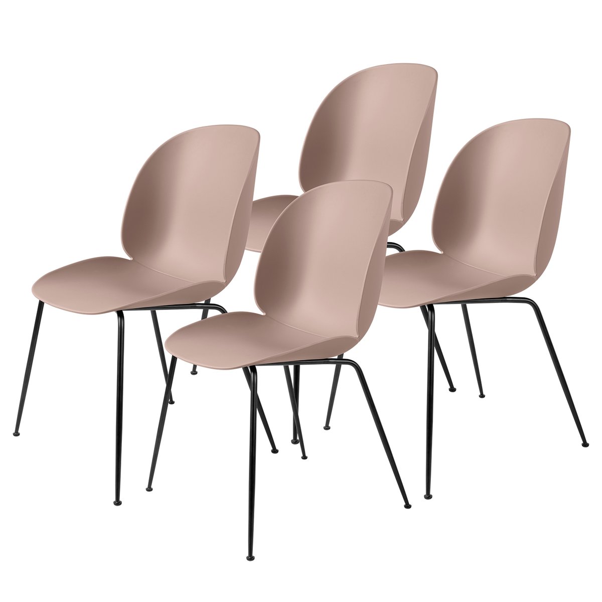 Beetle tuoli mustat jalat, 4-pakkaus Sweet Pink