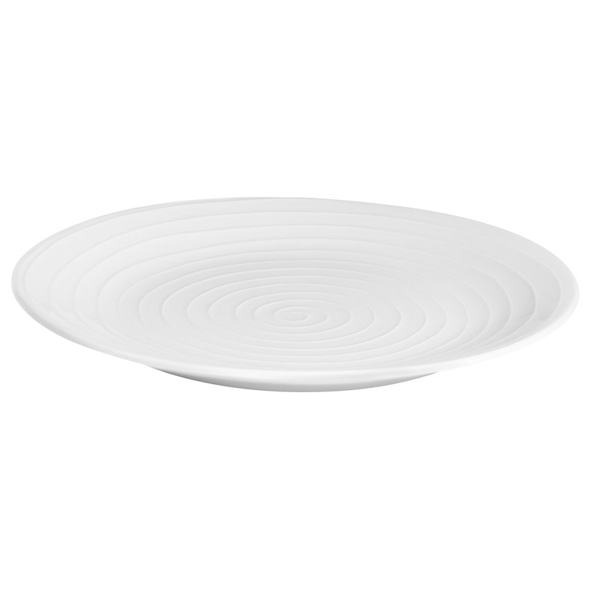 Blond-ruokalautanen 28 cm raita, valkoinen