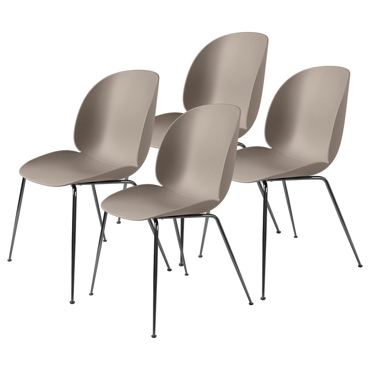 Beetle tuoli mustakromatut jalat, 4-pakkaus New Beige