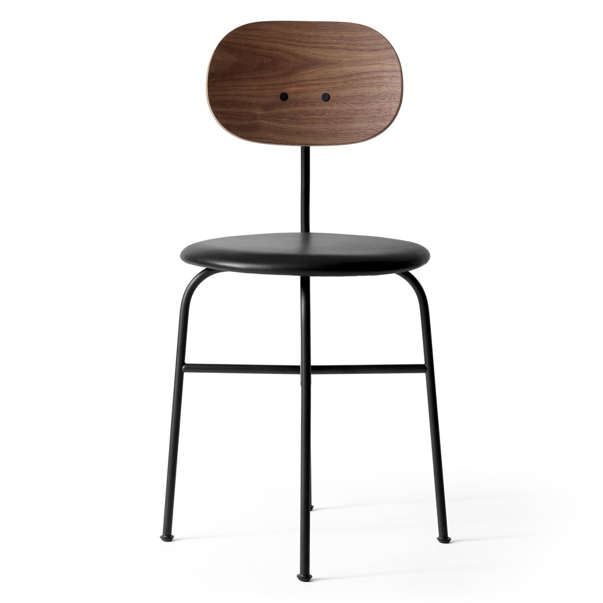 Afteroom ruokatuoli, mustat jalat nahkainen istuinosa Walnut-20296 Pitch Black