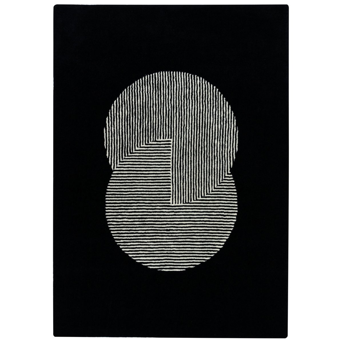Circles-villamatto, musta 200x300 cm