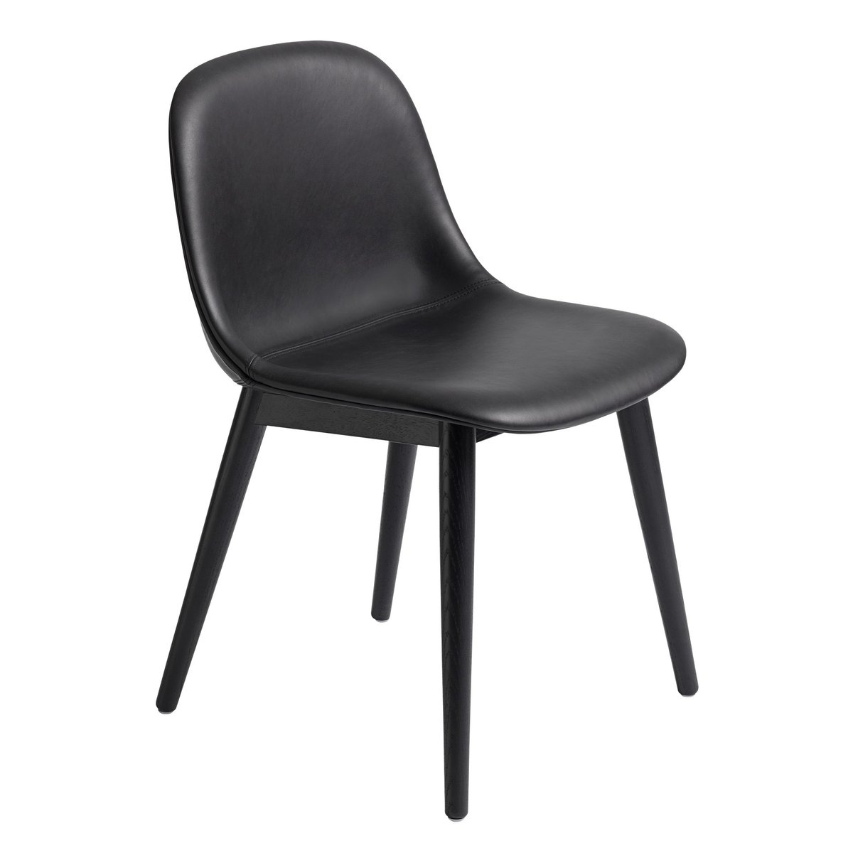 Fiber Side Chair tuoli Black leather-black