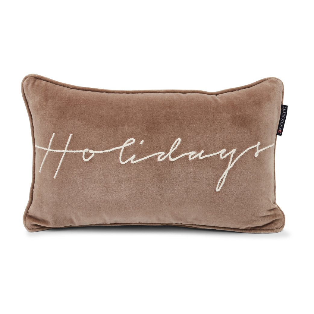 Holidays Cotton Velvet tyyny 30x50 cm Mid brown-white