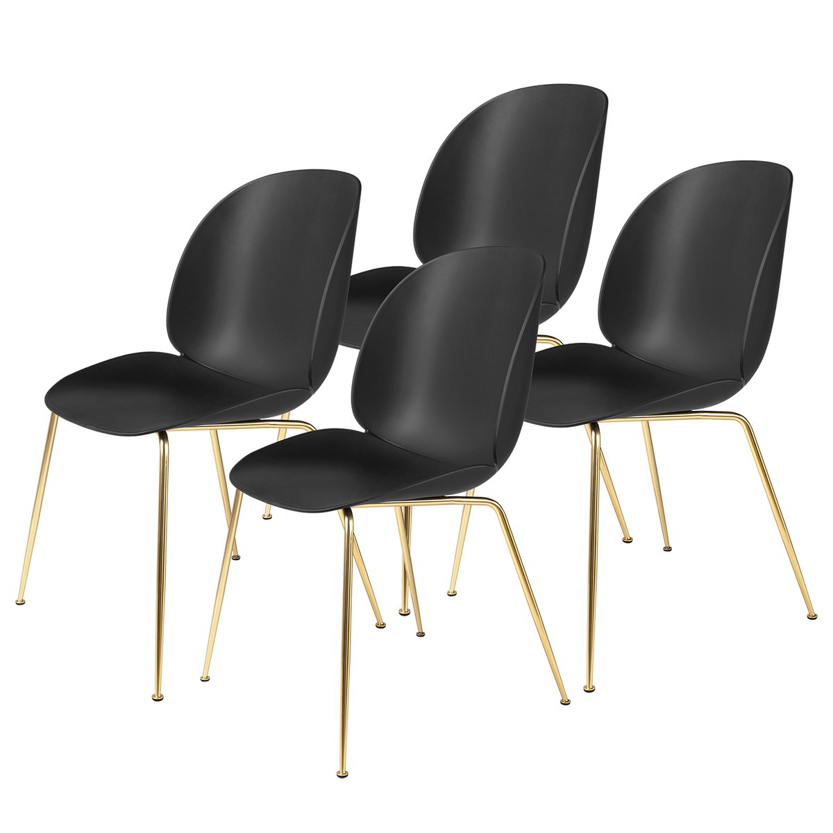 Beetle tuoli messinkijalat, 4-pakkaus Black