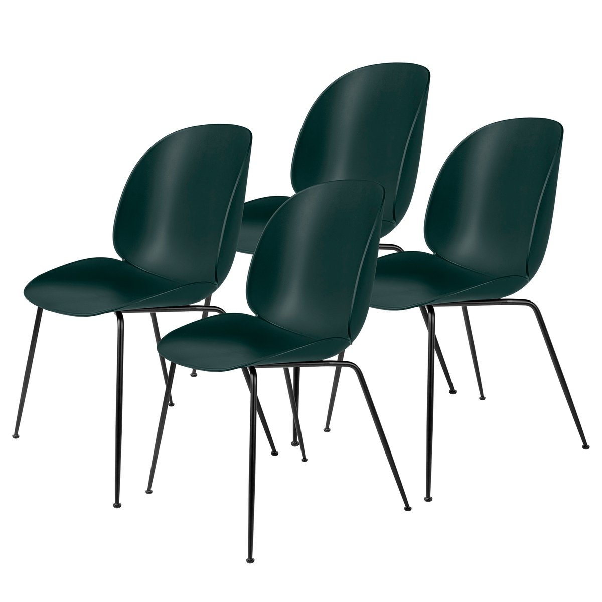 Beetle tuoli mustat jalat, 4-pakkaus Dark Green