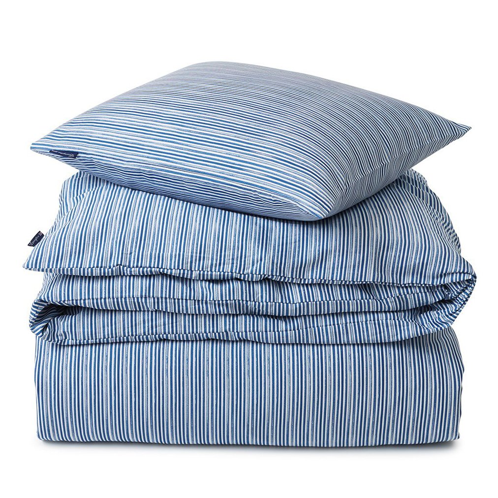 Striped Organic Cotton Sateen -pussilakanasetti Blue-white