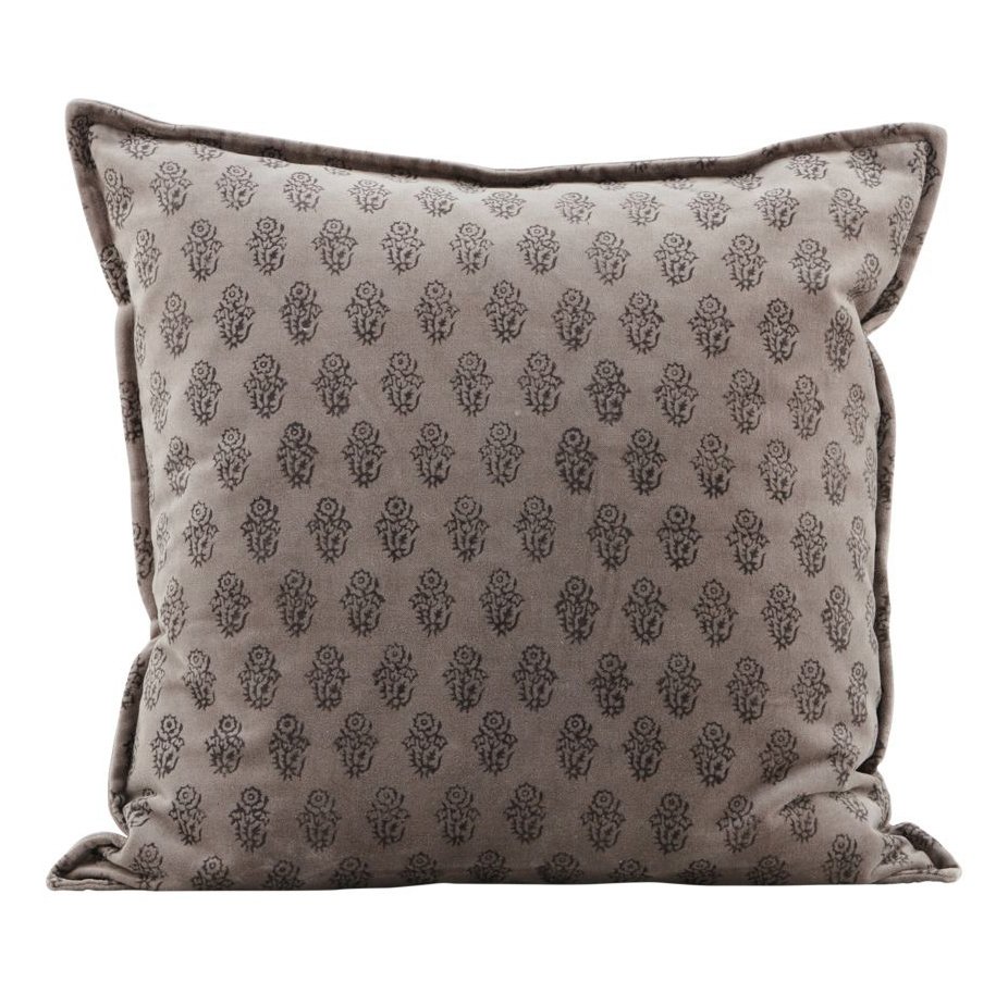 Velv tyynynpäällinen reunuksella, 50 x 50 cm Harmaa