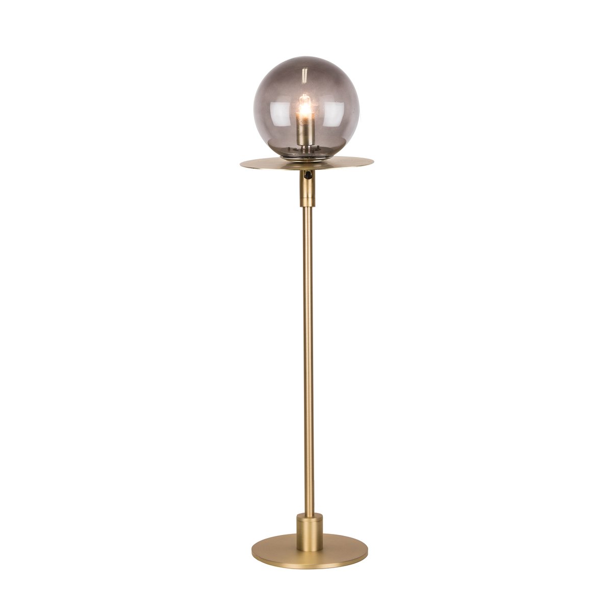 Art deco -pöytävalaisin messinki, savunvärinen lasi