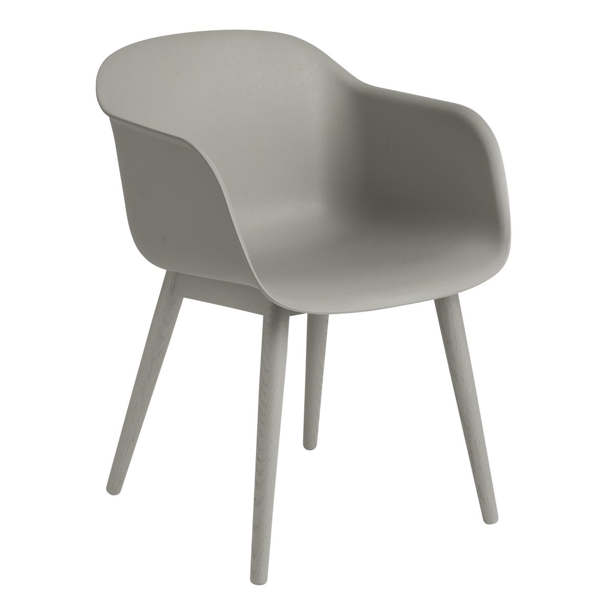 Fiber Chair tuoli käsinojilla ja puujaloilla harmaa