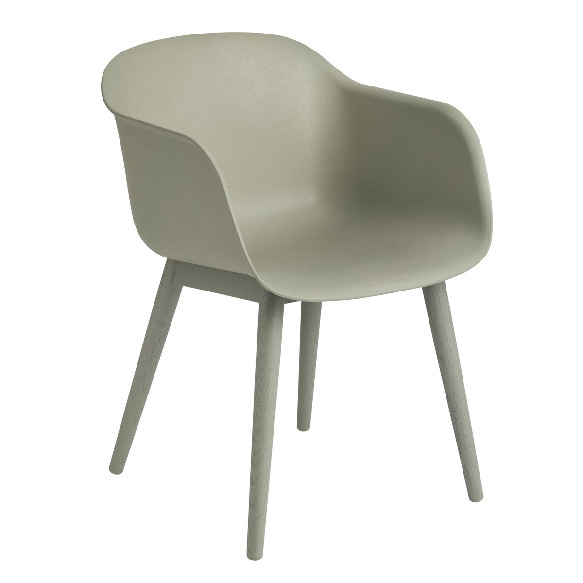Fiber Chair tuoli käsinojilla ja puujaloilla dusty green