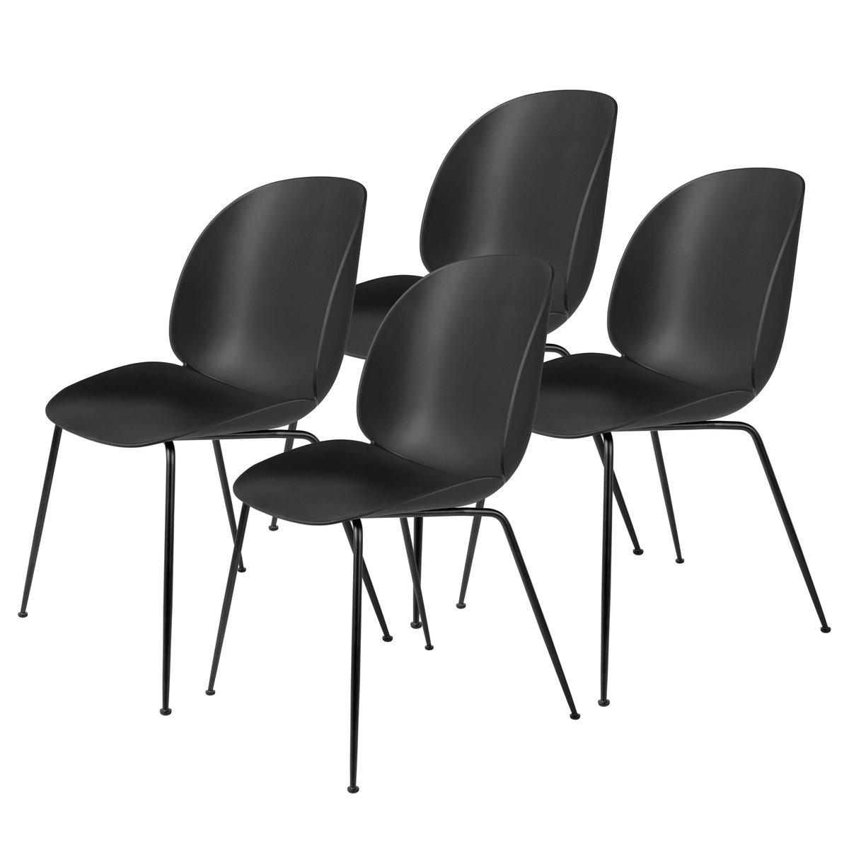 Beetle tuoli mustat jalat, 4-pakkaus Black