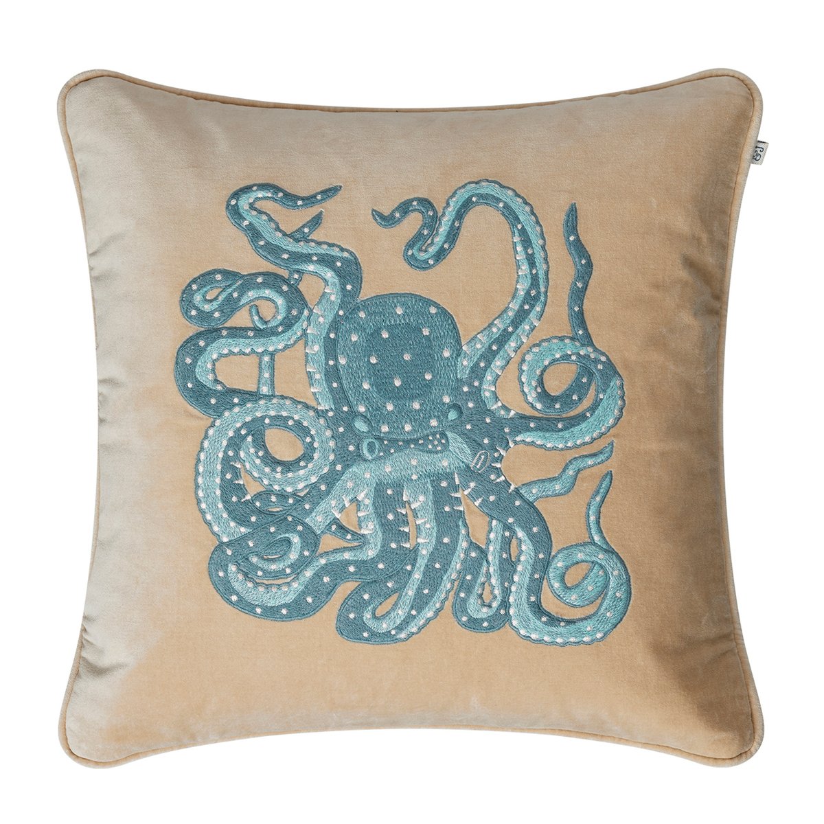 Embroidered Octopus tyynynpäällinen 50x50 cm Beige-aqua