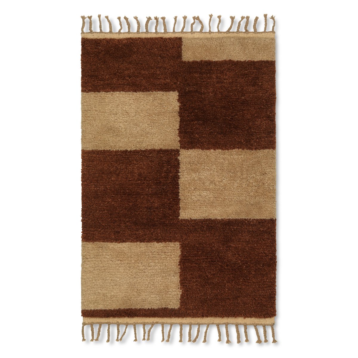 Mara käsinpunottu matto 120x180 cm Dark Brick-off-white