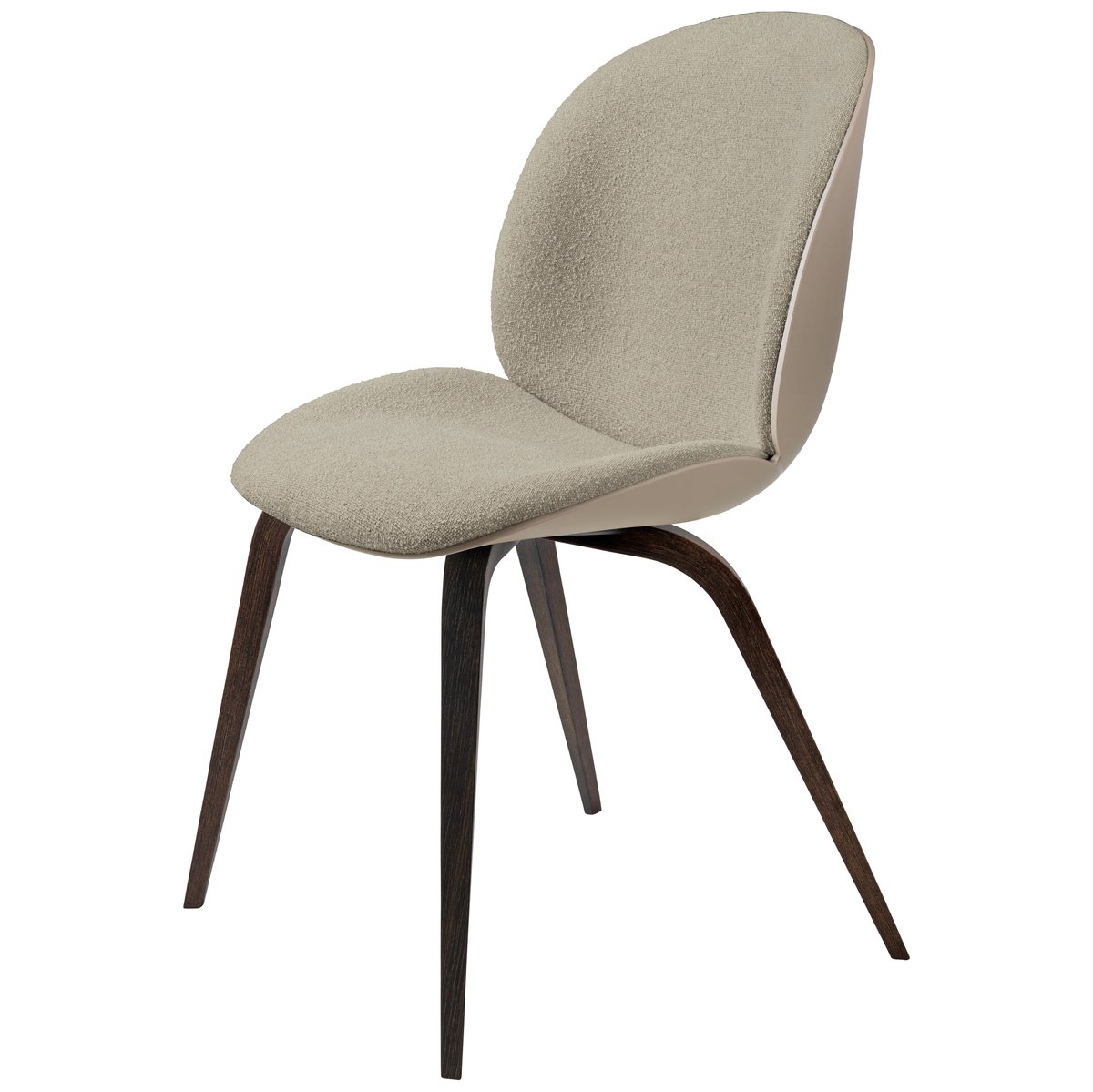 Beetle tuoli - topattu selkänoja/tuoliosa ja jalat savutammea New Beige-Light Bouclé 008